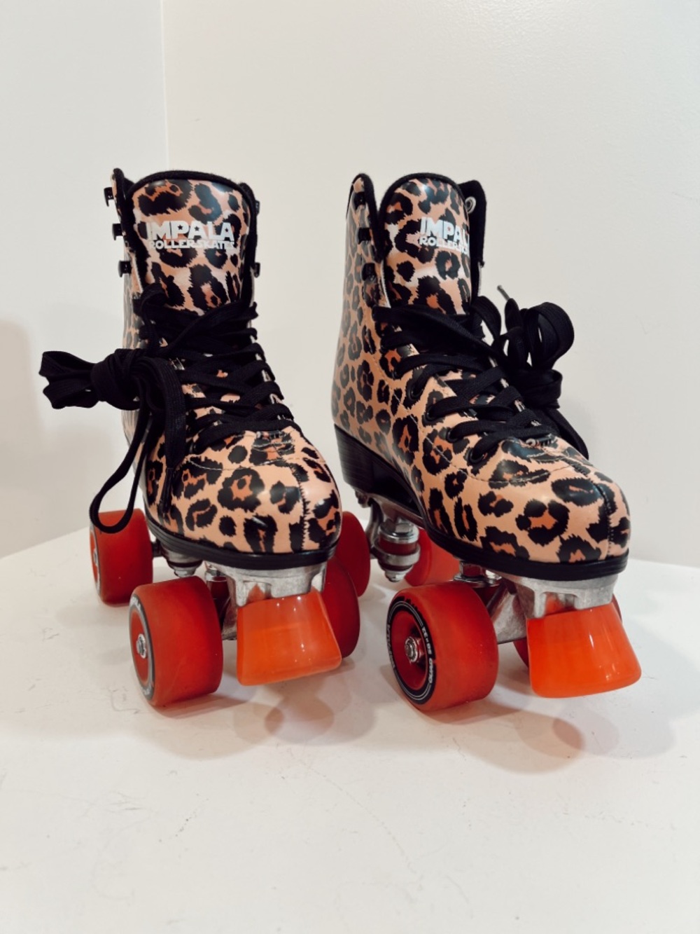 Impala Leopard Print Roller Skates - Pink and Black